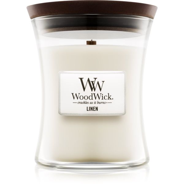 Woodwick Woodwick Linen mirisna svijeća s drvenim fitiljem 275 g