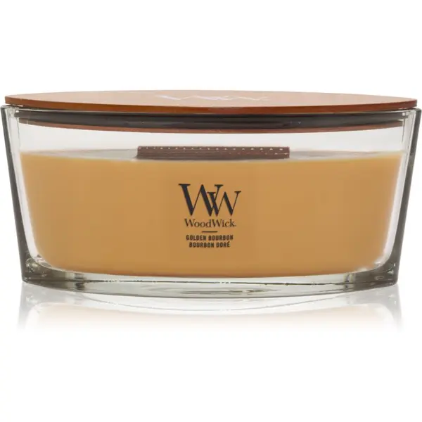 Woodwick Woodwick Opulent Wood Golden Bourbon mirisna svijeća s drvenim fitiljem (hearthwick) 453.6 g