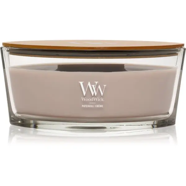 Woodwick Woodwick Opulent Wood Patchouli Creme mirisna svijeća s drvenim fitiljem 453.6 g