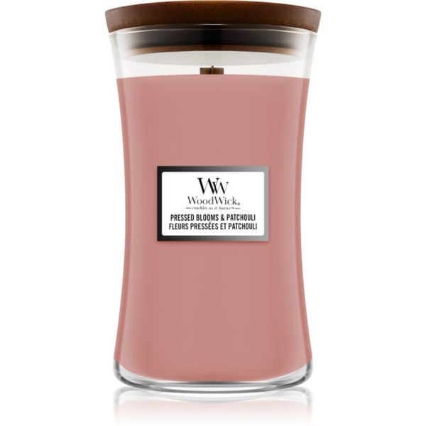 Woodwick Woodwick Pressed Blooms & Patchouli mirisna svijeća s drvenim fitiljem 609,5 g