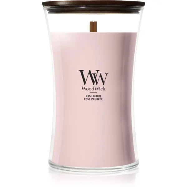 Woodwick Woodwick Rose Blush mirisna svijeća s drvenim fitiljem 610 g