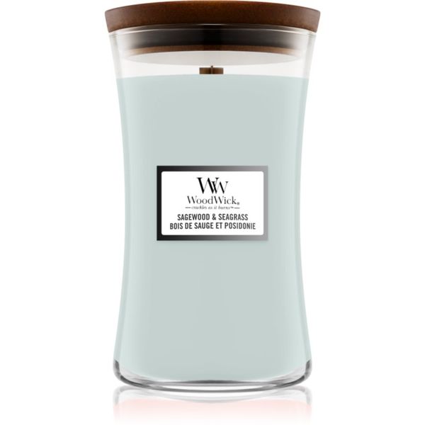 Woodwick Woodwick Sagewood & Seagrass mirisna svijeća s drvenim fitiljem 609 g