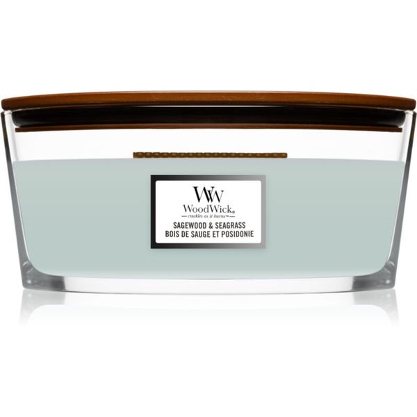 Woodwick Woodwick Sagewood & Seagrass mirisna svijeća s drvenim fitiljem (hearthwick) 453,6 g