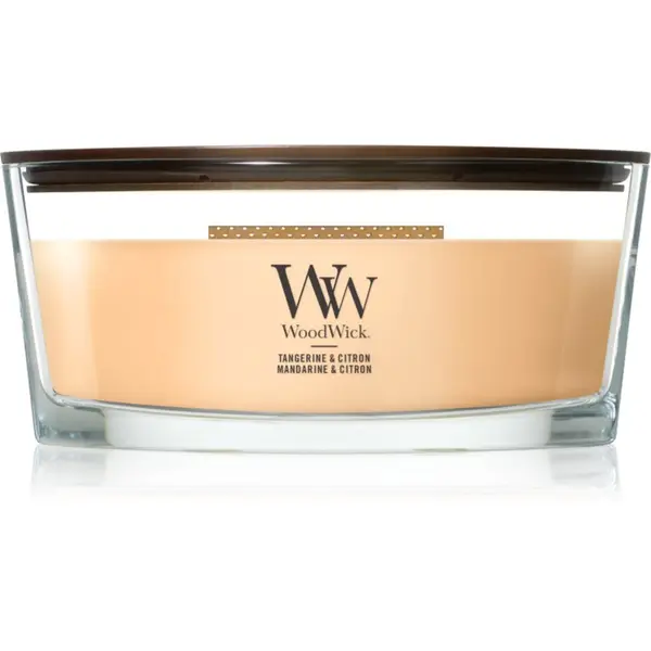 Woodwick Woodwick Tangerine & Citron mirisna svijeća s drvenim fitiljem 453.6 g
