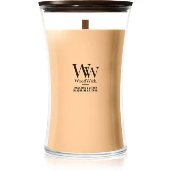 Woodwick Woodwick Tangerine & Citron mirisna svijeća s drvenim fitiljem 610 g