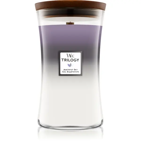 Woodwick Woodwick Trilogy Amethyst Sky mirisna svijeća s drvenim fitiljem 609.5 g