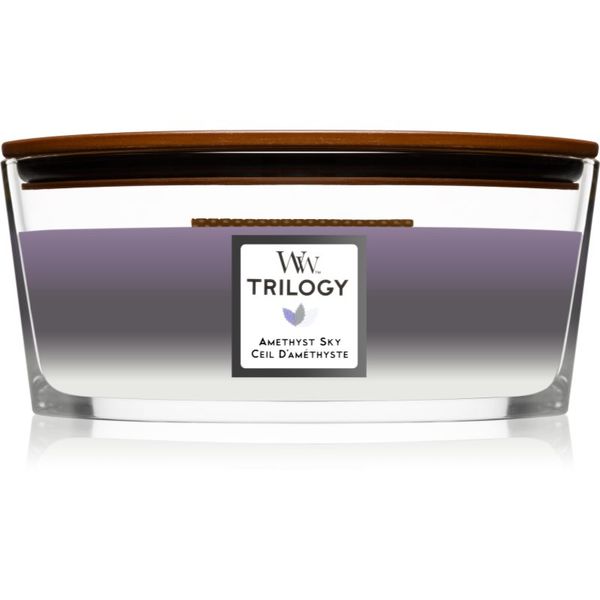 Woodwick Woodwick Trilogy Amethyst Sky mirisna svijeća s drvenim fitiljem (hearthwick) 453,6 g