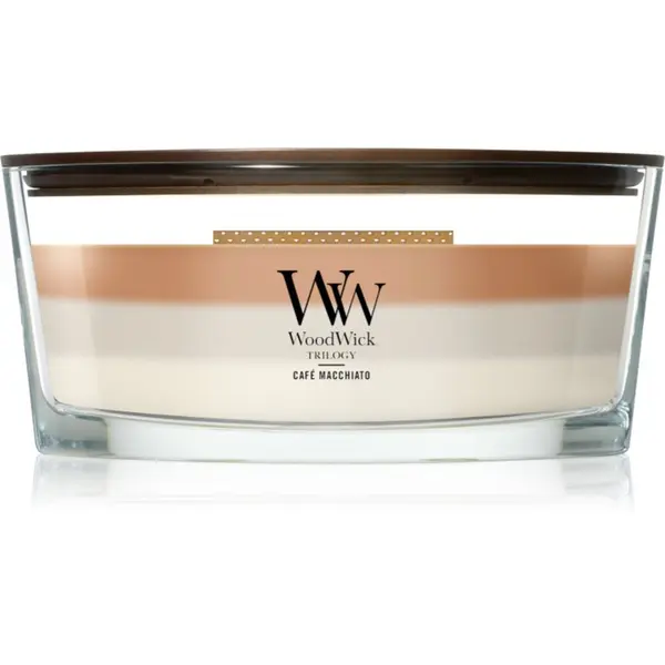 Woodwick Woodwick Trilogy Café Macchiato mirisna svijeća s drvenim fitiljem 453.6 g