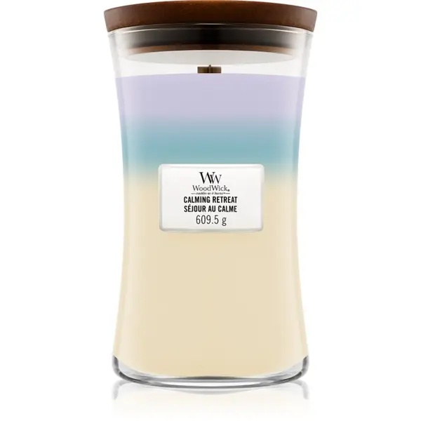 Woodwick Woodwick Trilogy Calming Retreat mirisna svijeća s drvenim fitiljem 609.5 g