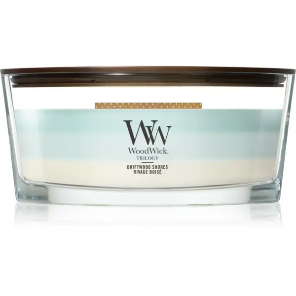 Woodwick Woodwick Trilogy Driftwood Shores mirisna svijeća s drvenim fitiljem 453.6 g