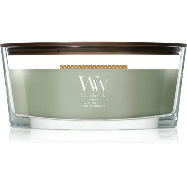 Woodwick Woodwick Verdant Fig mirisna svijeća s drvenim fitiljem 453.6 g
