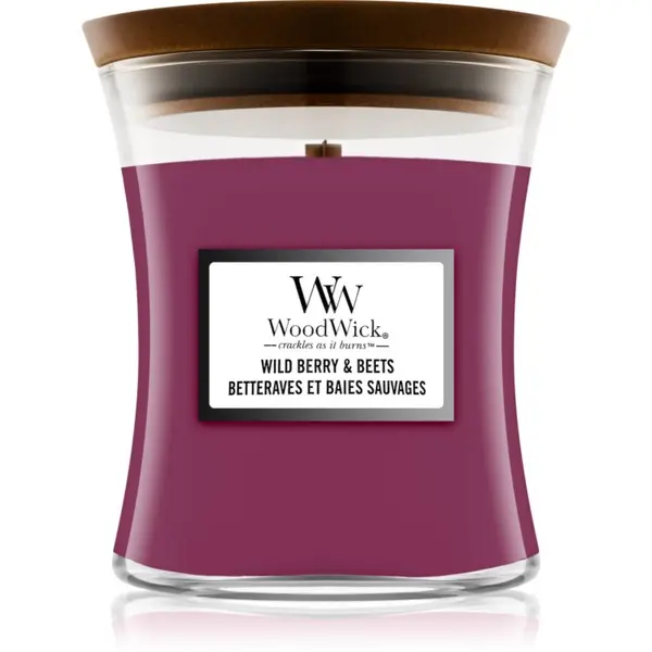 Woodwick Woodwick Wild Berry & Beets mirisna svijeća s drvenim fitiljem 275 g