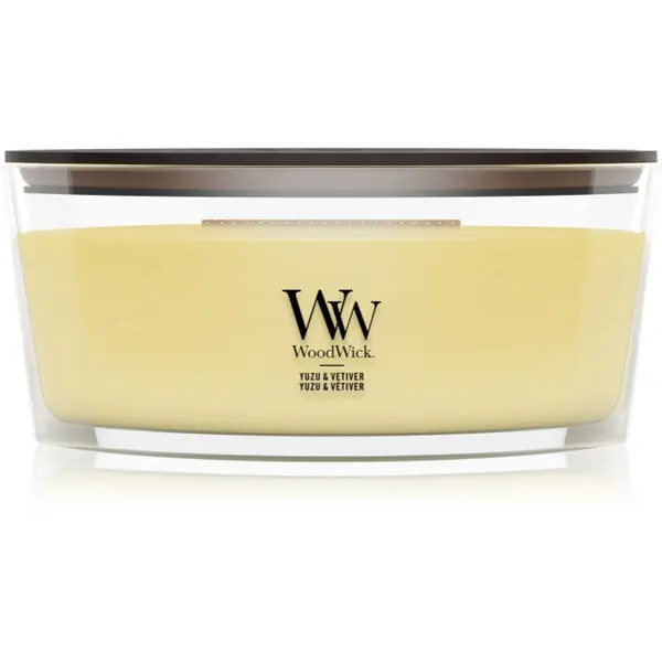 Woodwick Woodwick Yuzu & Vetiver mirisna svijeća s drvenim fitiljem 453.6 g