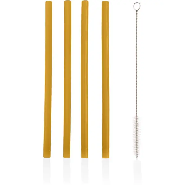 Zopa Zopa Silicone Straw silikonska slamčica + četka 6 m+ Mustard Yellow 4 kom