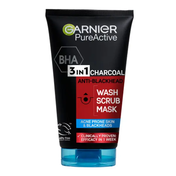 Garnier Garnier gel + peeling + maska - Skin Naturals Pure Active 3in1 Gel + Scrub + Anti-Blackhead Mask