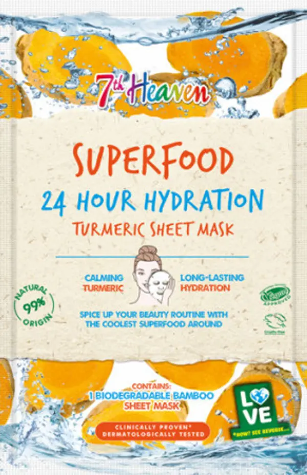 Montagne Jeunesse (7th Heaven) Montagne Jeunesse hidratantna maska ​​s kurkumom Superfood 24 Hour Hydration Turmeric Sheet Mask