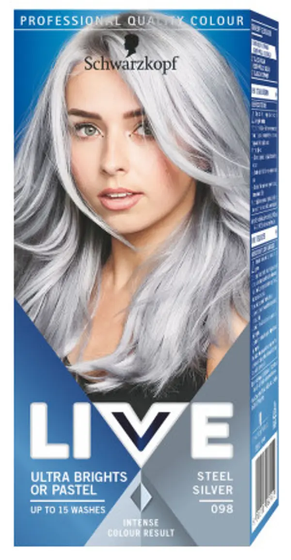 Schwarzkopf Schwarzkopf boja za kosu - Live Ultra Brights Or Pastel - 98 Steel Silver