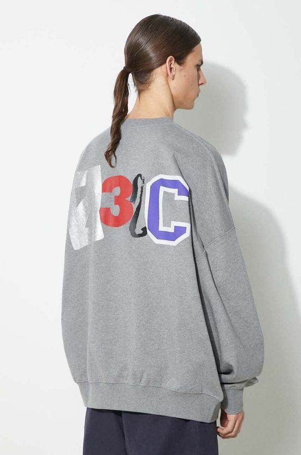 032C Pamučna dukserica 032C 'Mutli-Media' Bubble Crewneck za muškarce, boja: siva, s tiskom, SS24-C-2022
