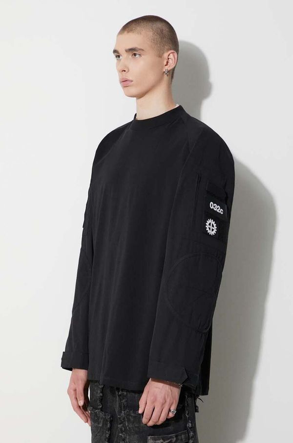 032C Pamučna majica dugih rukava 032C boja: crna, bez uzorka