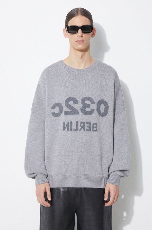 032C Vuneni pulover 032C Selfie Sweater za muškarce, boja: siva, SS24-K-1010