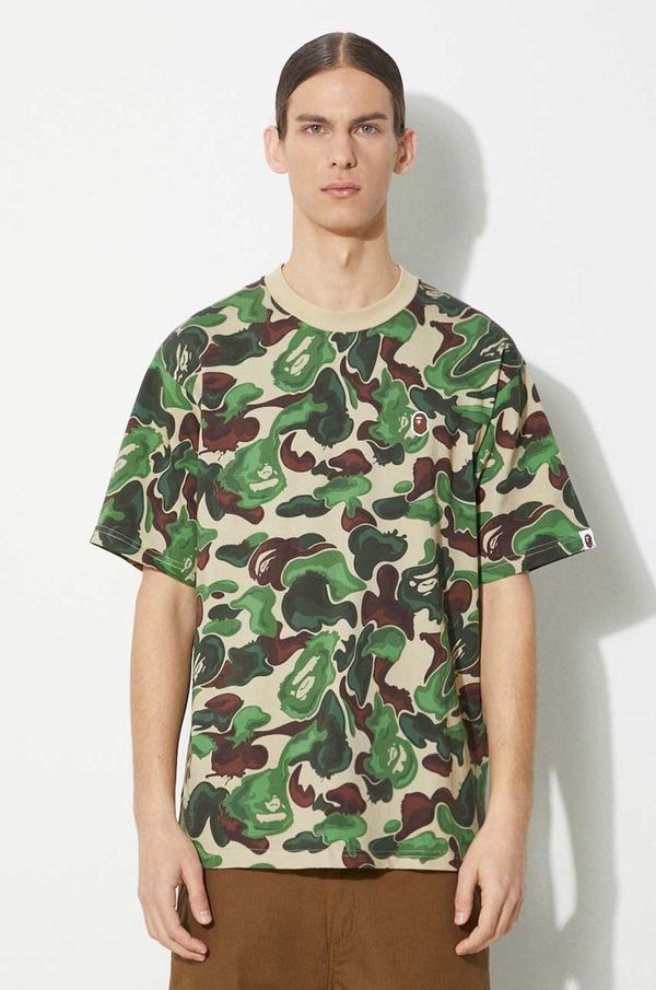 A Bathing Ape Pamučna majica A Bathing Ape Bape Art Camo Ape Head One Point Tee za muškarce, boja: zelena, s uzorkom, 1J80109057