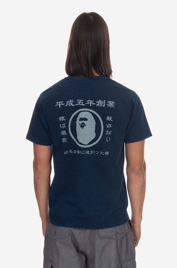 A Bathing Ape Pamučna majica A Bathing Ape s tiskom, 001CSI801015M-INDIGO