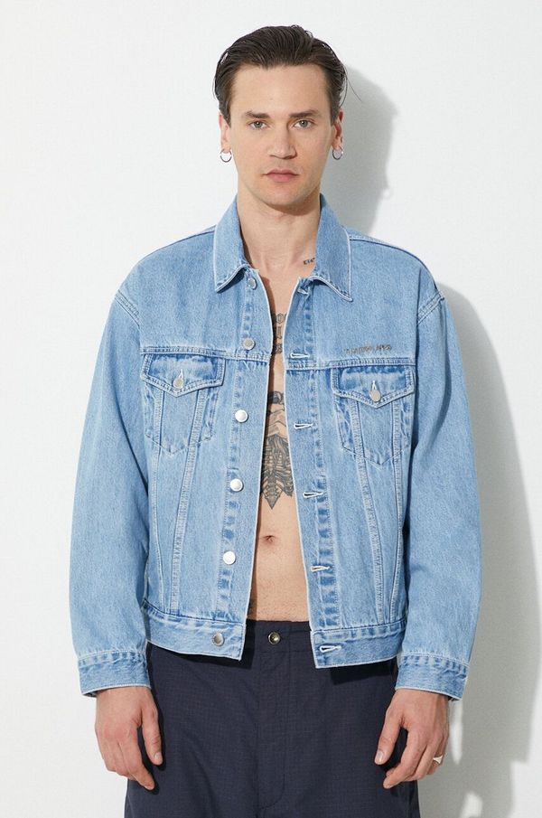 A Bathing Ape Traper jakna A Bathing Ape Metal Logo Pin Denim Jacket za muškarce, za prijelazno razdoblje, oversize, 1J80140056