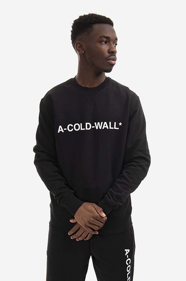 A-COLD-WALL* Pamučna dukserica A-COLD-WALL* Essential Logo Crewneck za muškarce, boja: crna, s tiskom, ACWMW082.-LIGHTORANG