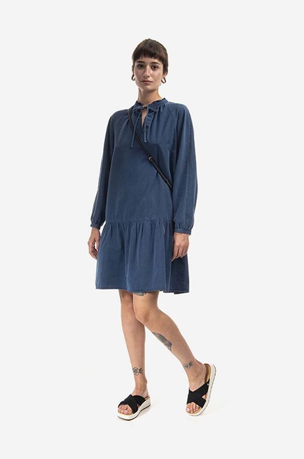 A.P.C. Haljina A.P.C. Robe Natalia boja: tamno plava, mini, širi se prema dolje, COEYL.F05944-INDIGOWASH