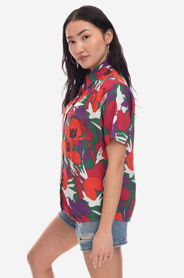 A.P.C. Košulja s dodatkom lana A.P.C. Chemise Zoe regular, s klasičnim ovratnikom, VIAJQ-F12504 RED