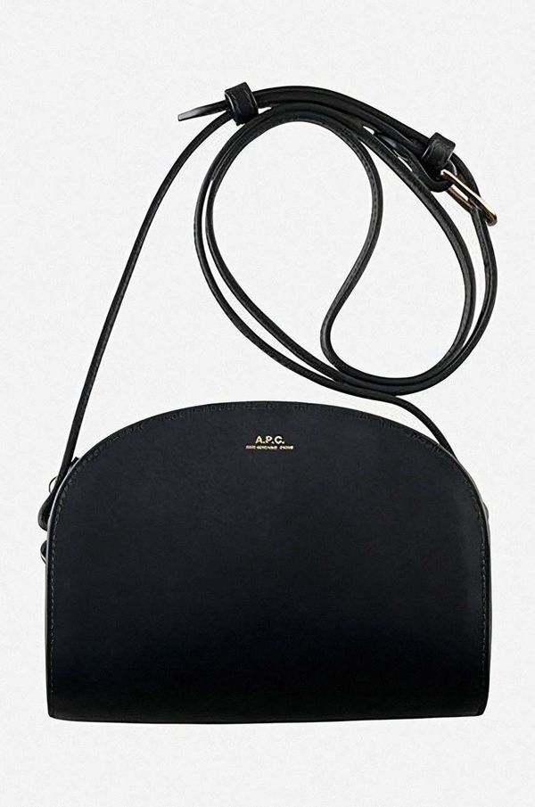 A.P.C. Kožna torba A.P.C. Demi Sac Demi-lune Mini BLACK boja: crna, PXAWV.F61392-GREIGE