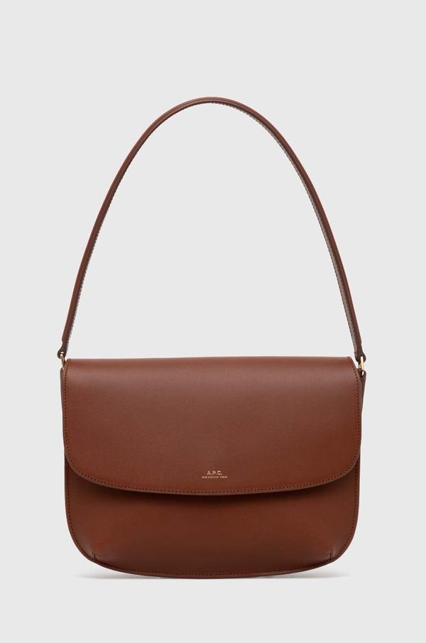 A.P.C. Kožna torba A.P.C. sac sarah shoulder boja: smeđa, PXAWV-F61526