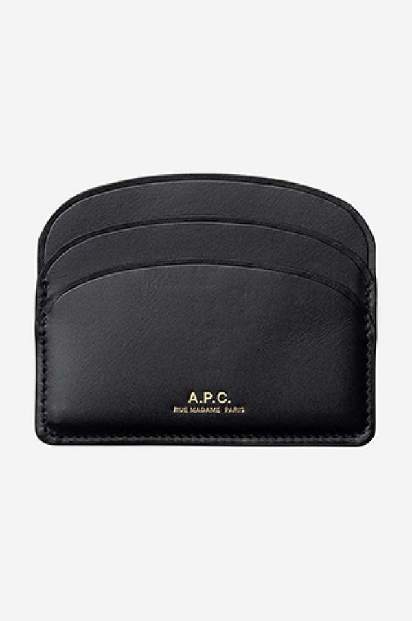 A.P.C. Kožni etui za kartice A.P.C. Porte-cartes Demi-lune boja: crna, PXAWV.F63270-BLACK