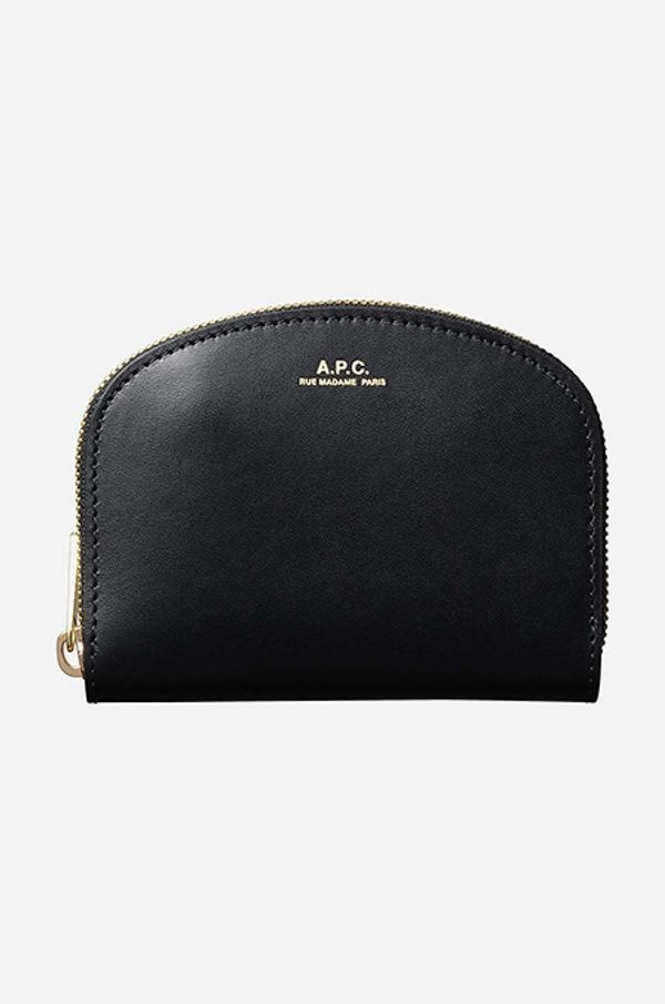A.P.C. Kožni novčanik A.P.C. boja: crna, PXAWV.F63219-BLACK