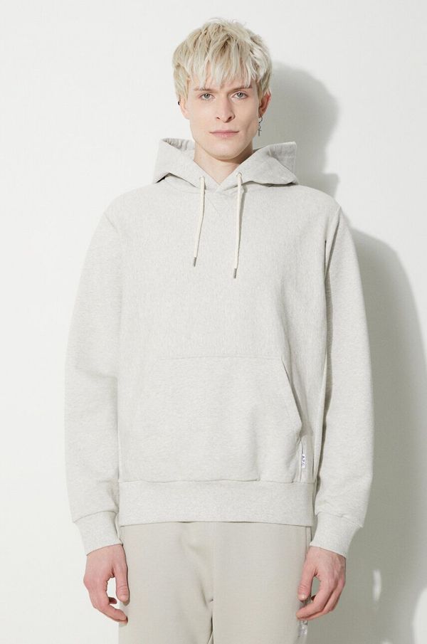 A.P.C. Pamučna dukserica A.P.C. Hoodie Bruce za muškarce, boja: bež, s kapuljačom, melanž, COGWV.H27867.PAA