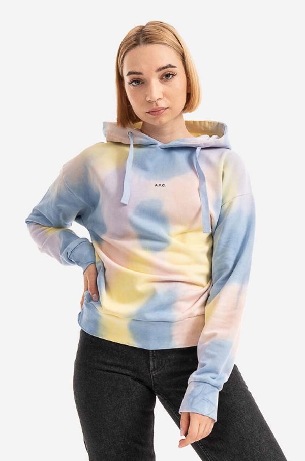 A.P.C. Pamučna dukserica A.P.C. za žene, s kapuljačom, s uzorkom, COEWP.F27706-MULTICOLOR