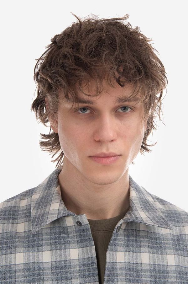 A.P.C. Pamučna košulja A.P.C. Alex Blouson za muškarce, boja: siva, relaxed, s klasičnim ovratnikom, COGAX-H02625