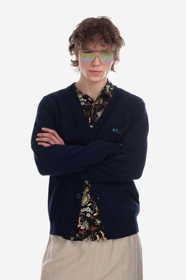 A.P.C. Pamučni kardigan A.P.C. New Cardigan Joseph boja: tamno plava, COGDK-H22229 DARK NAVY