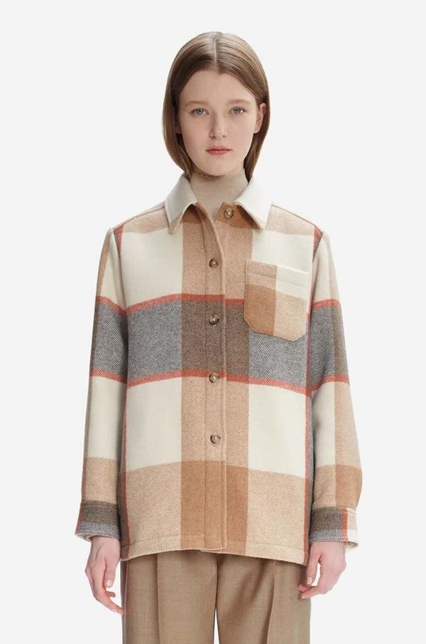 A.P.C. Vunena jakna A.P.C. Blouson Darlene boja: bež, za prijelazno razdoblje, oversize, WOANS-F02773 MULTICOLOR