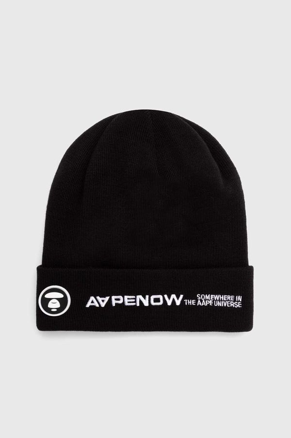 AAPE Kapa AAPE Solid Color boja: crna, od debelog pletiva, AHT4866