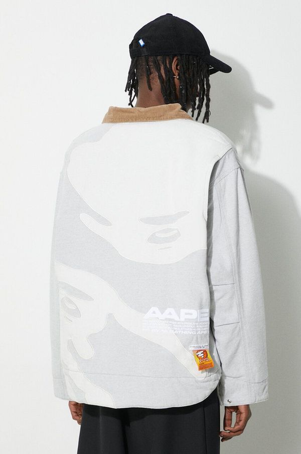 AAPE Traper jakna AAPE Jacket Worker za muškarce, boja: siva, za zimu, AJK7609