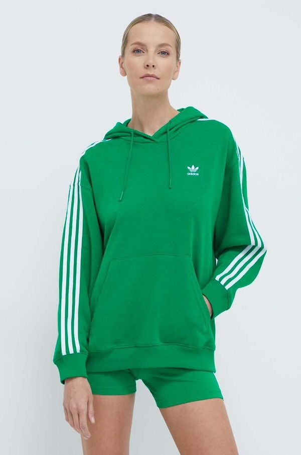 adidas Originals Dukserica adidas Originals 3-Stripes Hoodie OS za žene, boja: zelena, s kapuljačom, s aplikacijom, IN8398