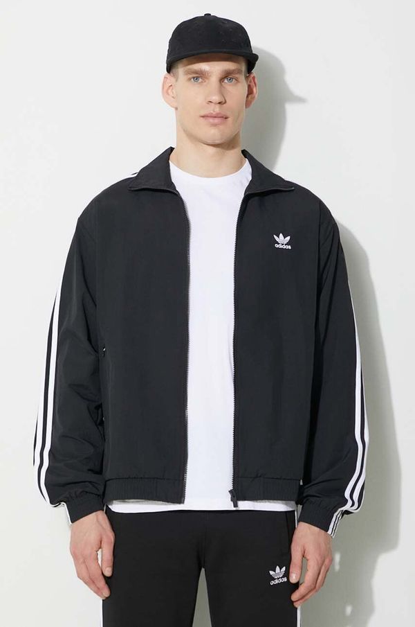 adidas Originals Dukserica adidas Originals Adicolor Woven Firebird Track Top za muškarce, boja: crna, s aplikacijom