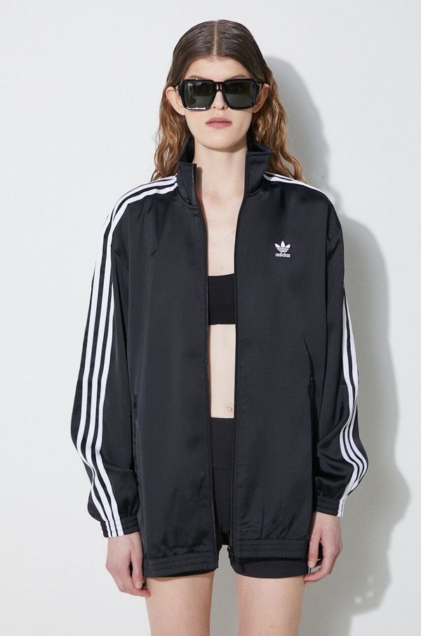 adidas Originals Dukserica adidas Originals Loose Satin za žene, boja: crna, s aplikacijom