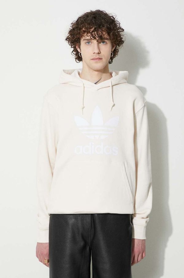 adidas Originals Pamučna dukserica adidas Originals Adicolor Classics Trefoil za muškarce, boja: bež, s kapuljačom, s tiskom, IM9408