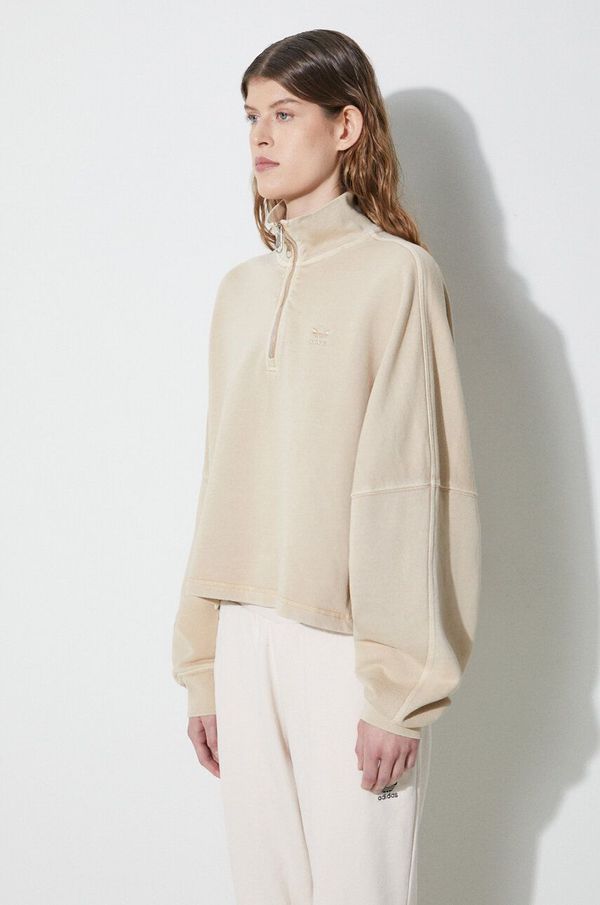 adidas Originals Pamučna dukserica adidas Originals Essentials+ za žene, boja: bež, s aplikacijom