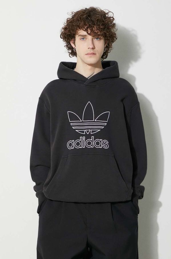 adidas Originals Pamučna dukserica adidas Originals Trefoil Hoodie za muškarce, boja: crna, s kapuljačom, s aplikacijom, IU2373