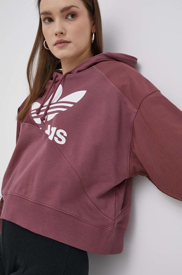 adidas Originals Pamučna dukserica adidas Originals za žene, boja: ružičasta, s kapuljačom, s tiskom, HC7035-QUICRI