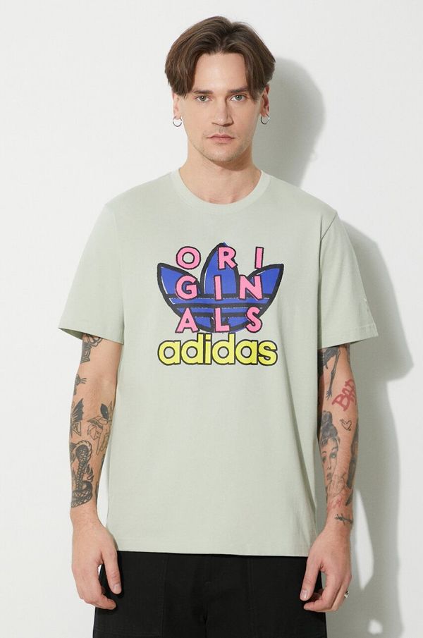 adidas Originals Pamučna majica adidas Originals Supply Short Sleeve Tee za muškarce, boja: zelena, s tiskom