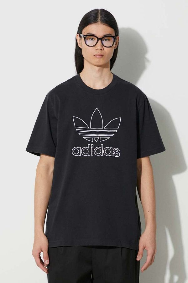 adidas Originals Pamučna majica adidas Originals Trefoil Tee za muškarce, boja: crna, s tiskom, IU2347